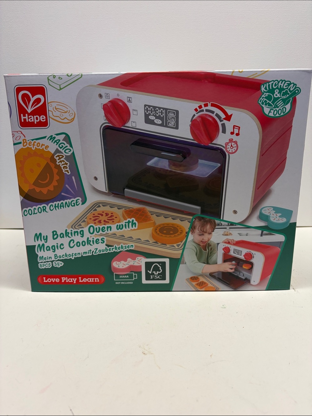 Kids Red Baking Oven Toy with Magic Cookies